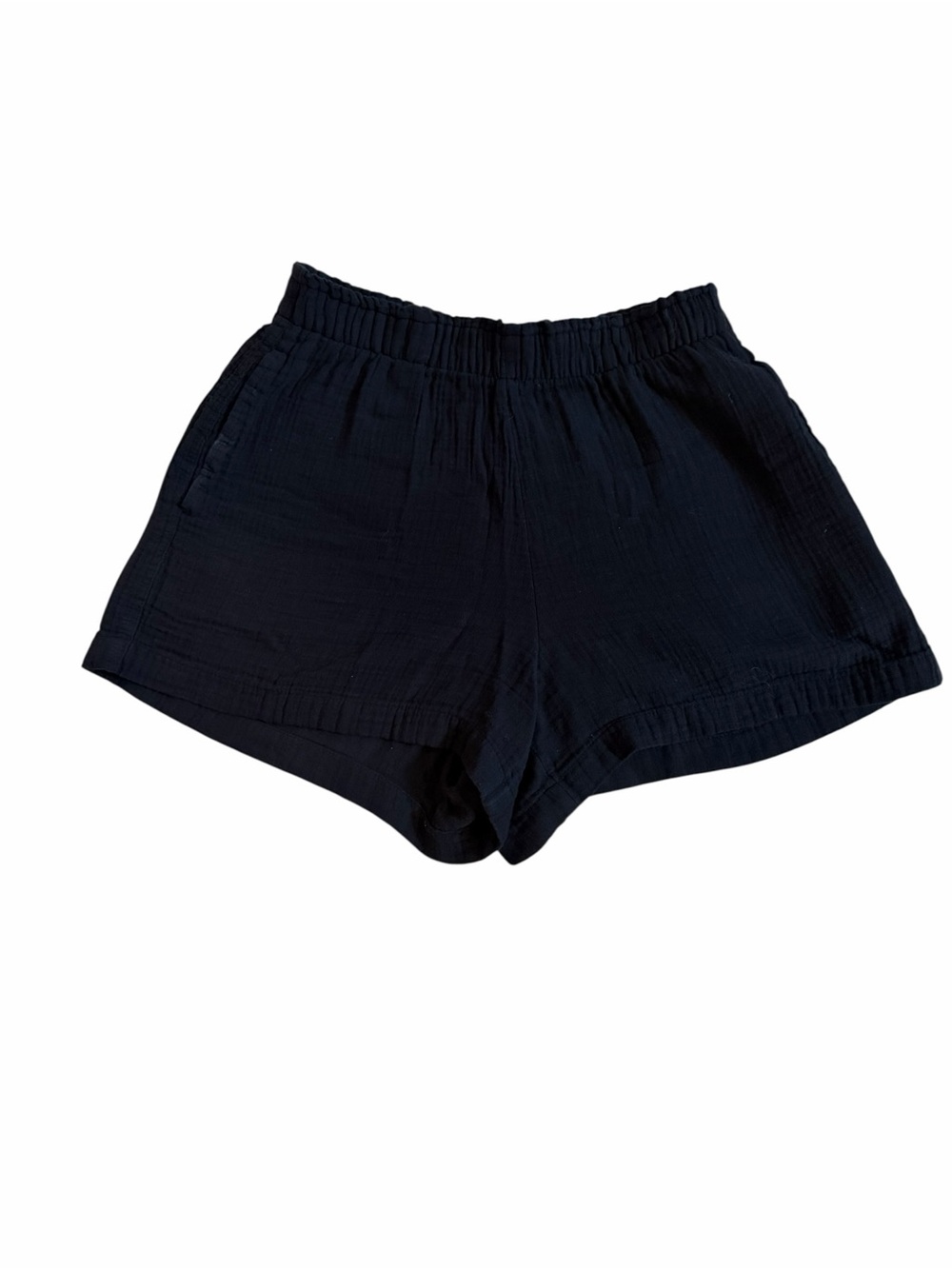 GAP Black Elastic-Waist Cotton Gauze Shorts